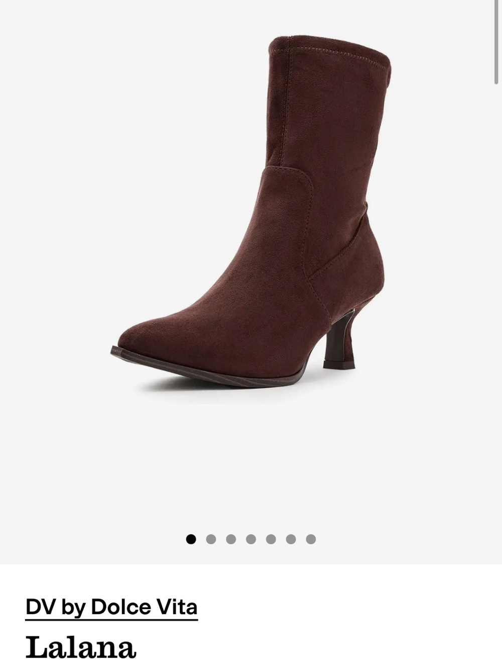 DV by Dolce Vita Lalaña Kitten-Heel Sock Booties in Dark Brown suede NIB NWT - Picture 2 of 10